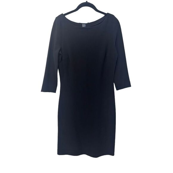 Boston Proper Black 3/4 sleeve nylon spandex mini dress square neckline size m - Picture 1 of 8